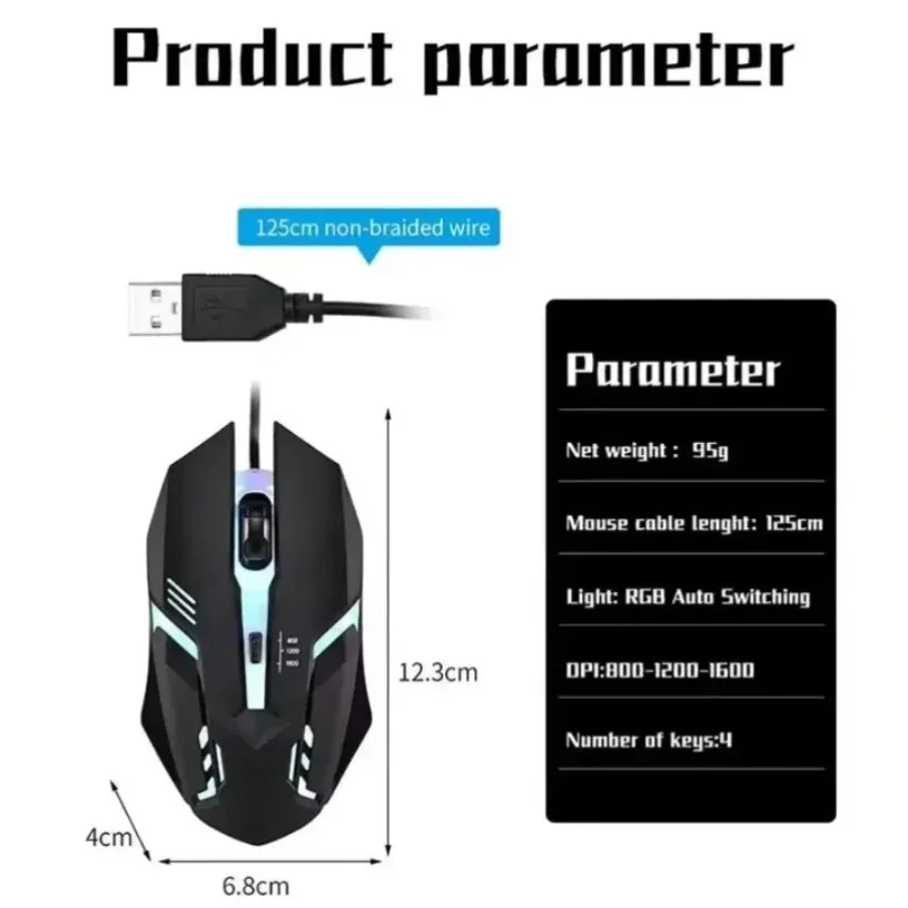 Laptop Mouse - Mouse Gaming Berkabel USB LED dengan